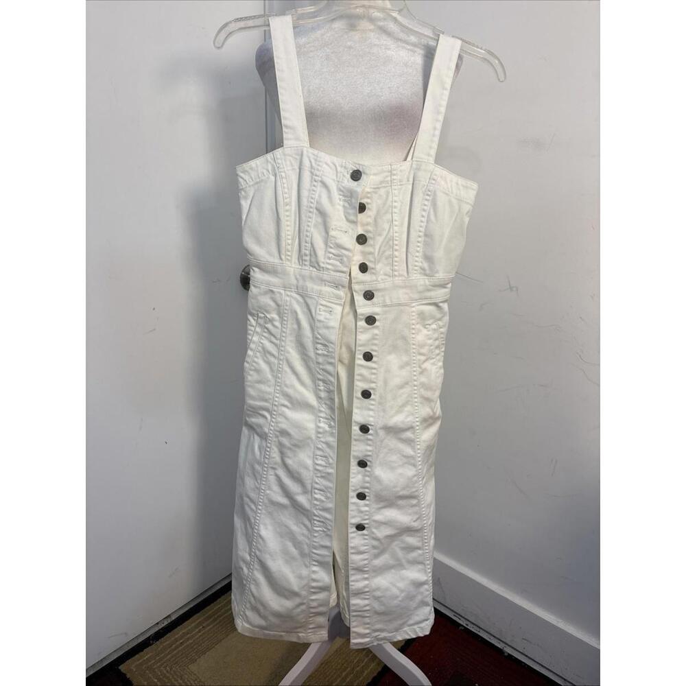 j crew Trademark White Denim Button Down Midi Vintage Style Dress 0P - Picture 1 of 8
